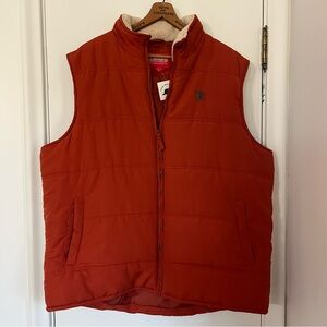 COLEMAN Rust Orange Puffer Quilted Vest with Sherpa Collar | Mens xl